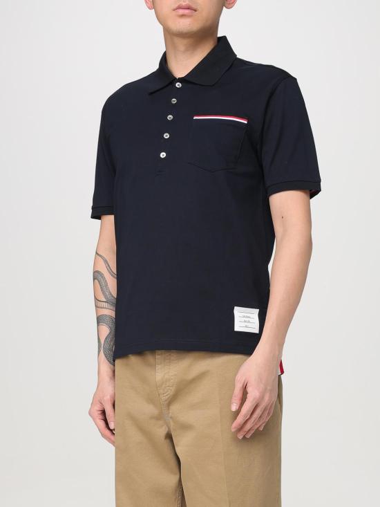 25FW 톰브라운 폴로 티셔츠 MJP022A01455 415 Navy - THOM BROWNE