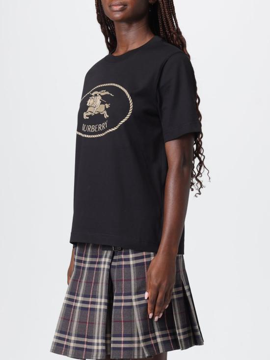 25FW 버버리 나이트 스탬프 코튼 티셔츠 8111658 Black - BURBERRY