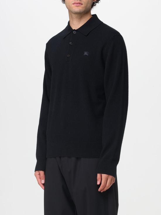 25FW 버버리 롱 슬리브 캐시미어 블렌드 폴로 셔츠 8113157 Black - BURBERRY