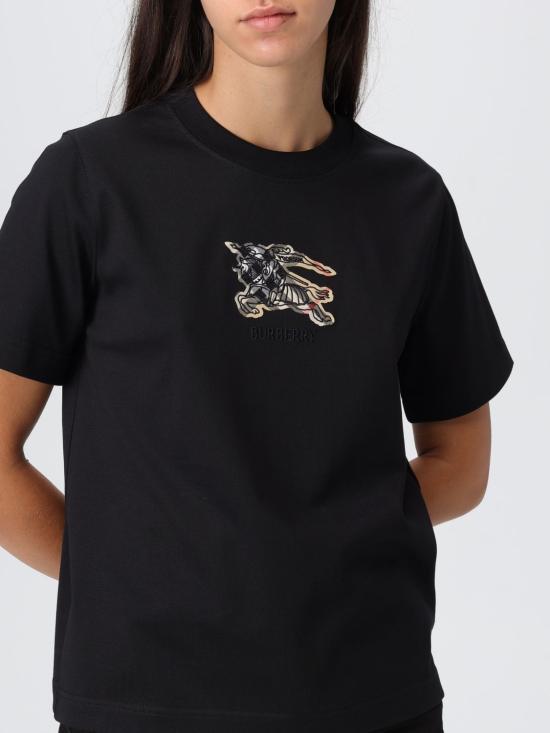 25FW 버버리 EKD 체크 코튼 티셔츠 8116164 Black - BURBERRY