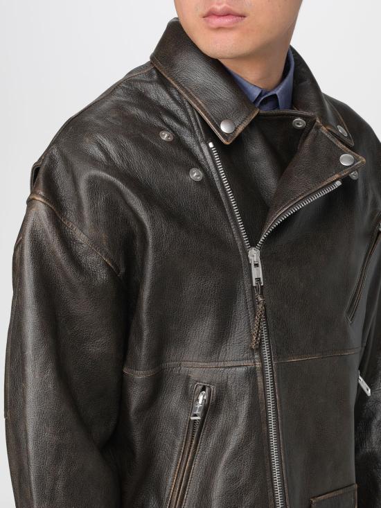 25FW 모스키노 바이커 자켓 37015270 1101 Brown - MOSCHINO