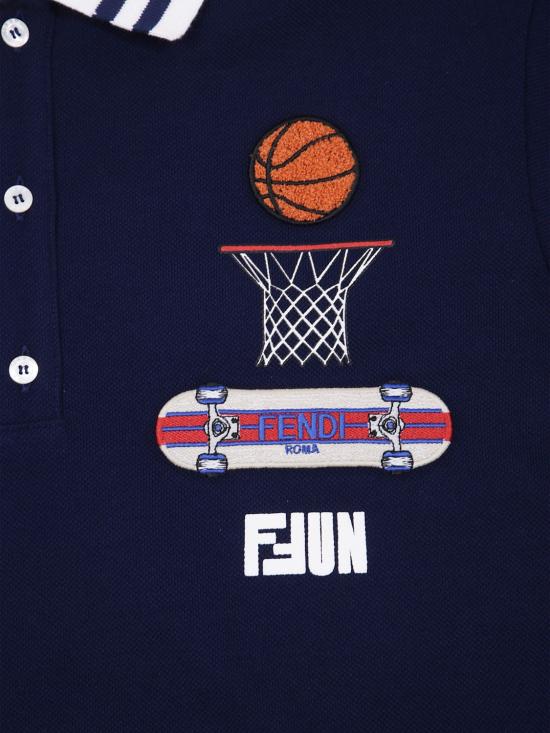 25FW [키즈] 펜디 폴로 셔츠 JMI486AVP F1I11 Blue - FENDI