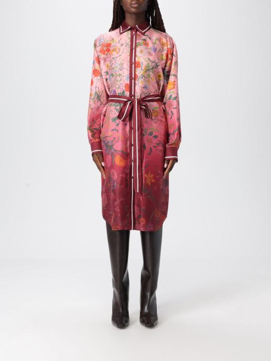 25FW 구찌 프린트 실크 트윌 셔츠 드레스 835742ZATGV 5057 Pink