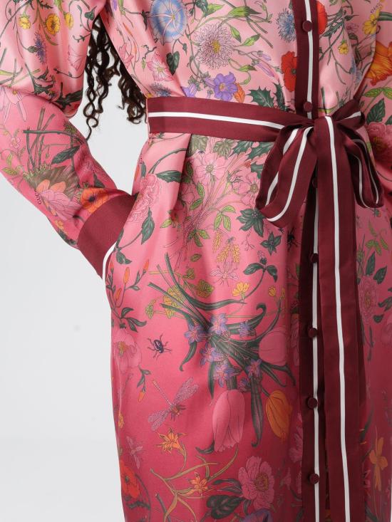 25FW 구찌 프린트 실크 트윌 셔츠 드레스 835742ZATGV 5057 Pink - GUCCI