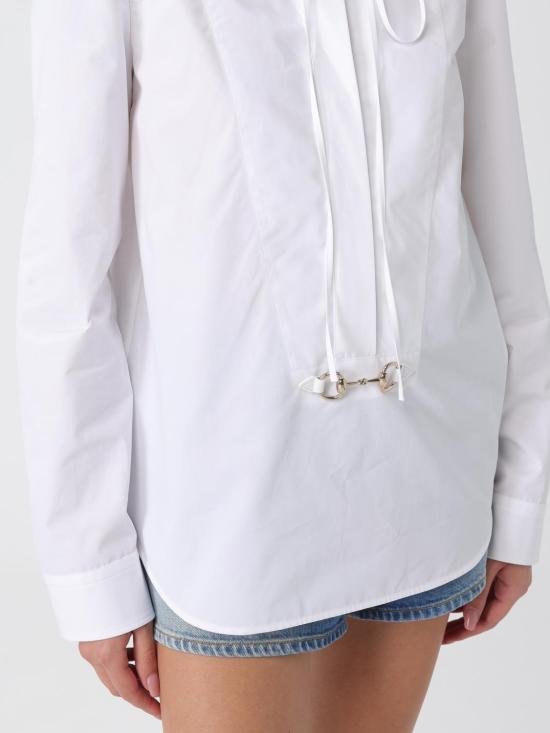 25FW 구찌 스빗 타이 넥 셔츠  831912Z8B2P 9000 White - GUCCI