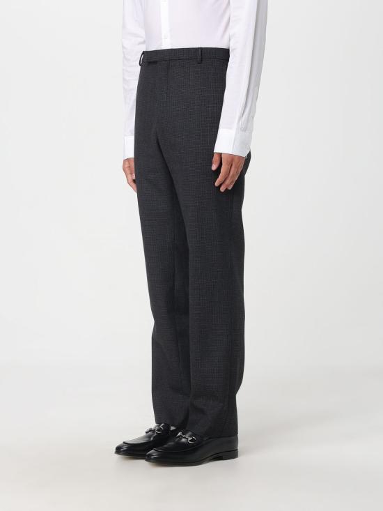 25FW 구찌 자수 하운드투스 울 팬츠 자수 하운드투스 울  814299Z7AQP 1189 Black - GUCCI