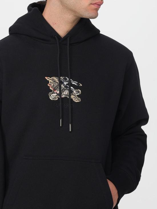 25FW 버버리 EKD 체크 코튼 후드 티셔츠 8116060 Black - BURBERRY