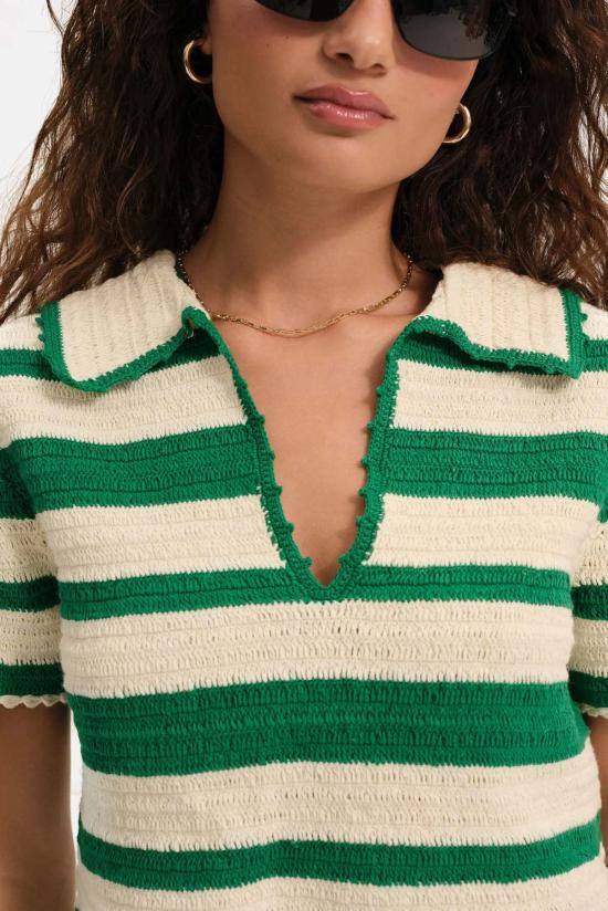  포러브앤레몬스 블라우스 포 러브 앤 레몬스 크로셰 럭비 폴로 탑 - FOR LOVE & LEMONS