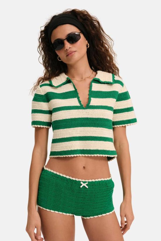  포러브앤레몬스 블라우스 포 러브 앤 레몬스 크로셰 럭비 폴로 탑