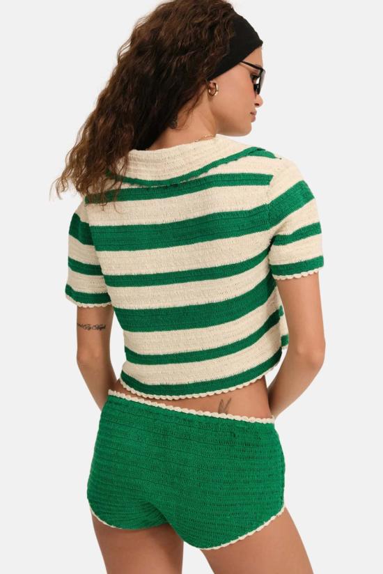  포러브앤레몬스 블라우스 포 러브 앤 레몬스 크로셰 럭비 폴로 탑 - FOR LOVE & LEMONS