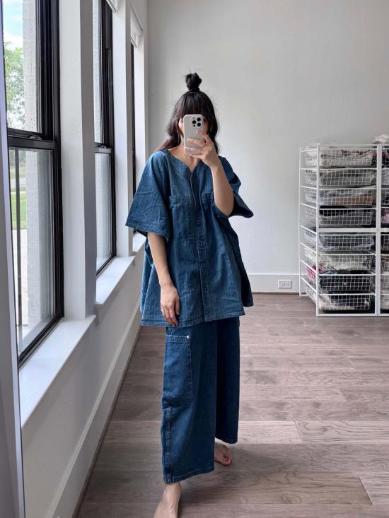  밀스 데님 팬츠 식사 셰프 팬트 랜치 데님 - MEALS