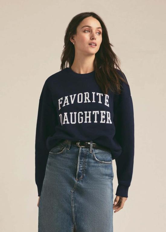  페이보릿 도우터 스웨터 Favorite Daughter 대학용 스웨트셔츠 네이비