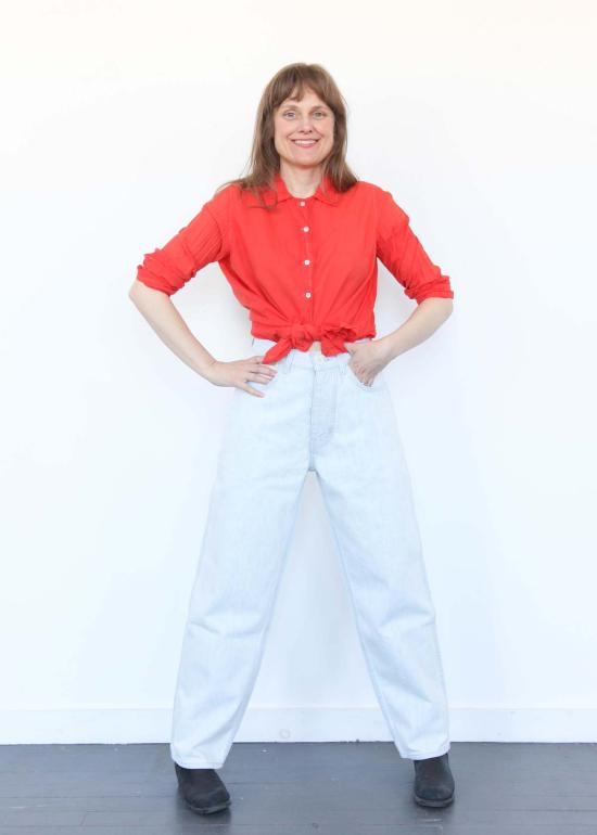  제시 캄 데님 팬츠 제시 캠 캘리포니아 와이드 진 페일 블루 - JESSE KAMM