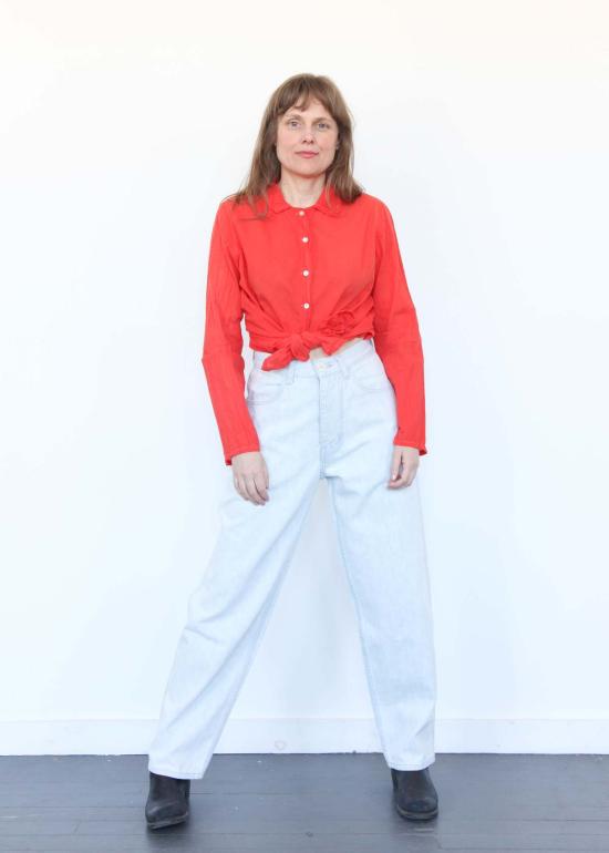  제시 캄 데님 팬츠 제시 캠 캘리포니아 와이드 진 페일 블루 - JESSE KAMM