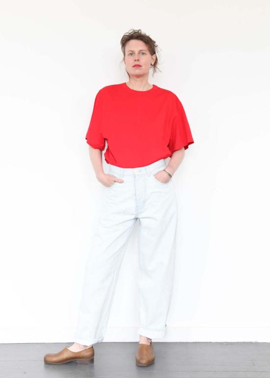  제시 캄 데님 팬츠 제시 캠 캘리포니아 와이드 진 페일 블루 - JESSE KAMM