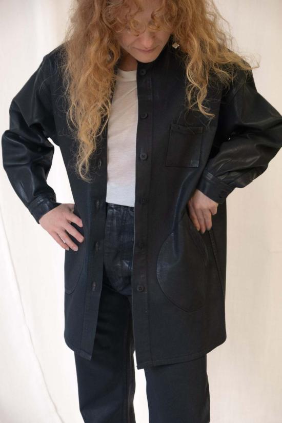  제시 캄 데님 자켓 Jesse Kamm 밴드 칼라 오쿠다 재킷 - JESSE KAMM