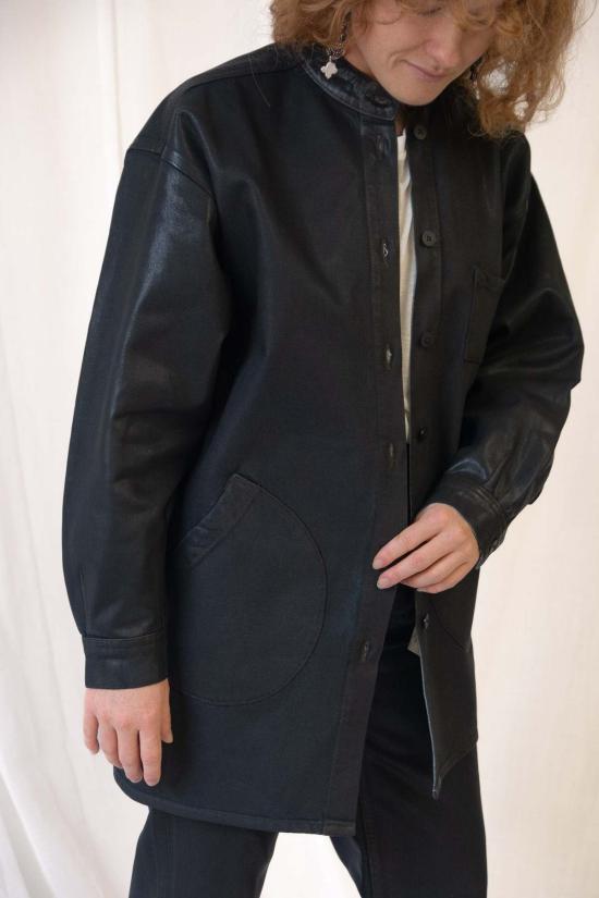  제시 캄 데님 자켓 Jesse Kamm 밴드 칼라 오쿠다 재킷 - JESSE KAMM