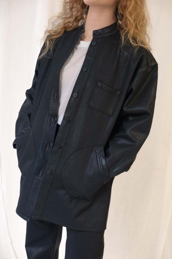  제시 캄 데님 자켓 Jesse Kamm 밴드 칼라 오쿠다 재킷 - JESSE KAMM