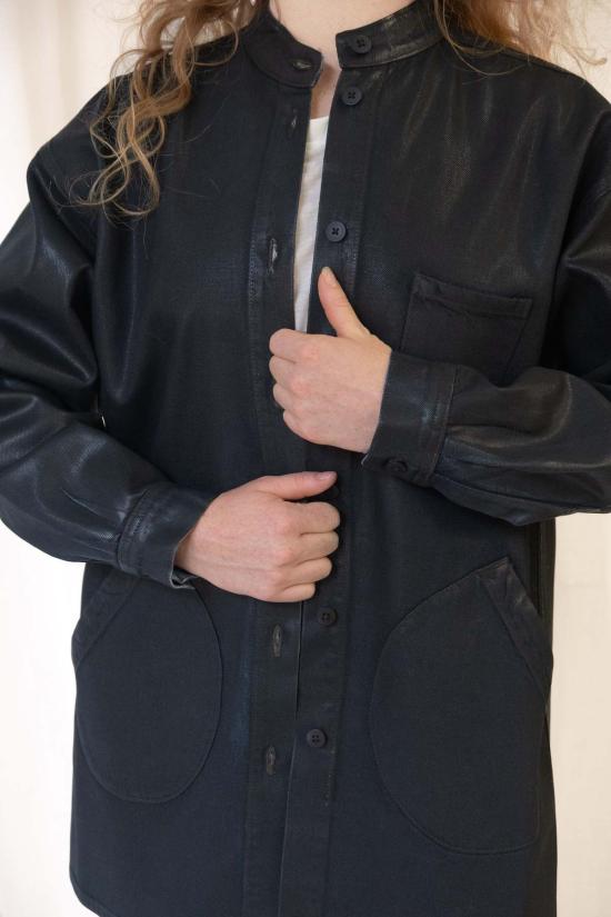  제시 캄 데님 자켓 Jesse Kamm 밴드 칼라 오쿠다 재킷 - JESSE KAMM