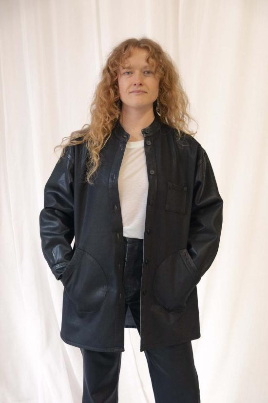  제시 캄 데님 자켓 Jesse Kamm 밴드 칼라 오쿠다 재킷 - JESSE KAMM