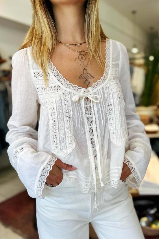  프리피플 블라우스 롱슬리브 에버모어 탑 - FREE PEOPLE