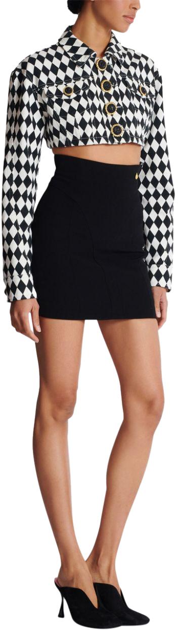  발망 미디 스커트 DF1LA465VB000PA BLACK - BALMAIN