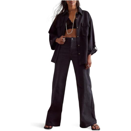  프리피플 데님 팬츠 리브레 와이드 레그 진 카페 누아르