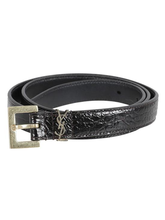 25SS 생로랑 카산드라 씬 스퀘어 버클 벨트 554465AACUZ2053 Black - SAINT LAURENT
