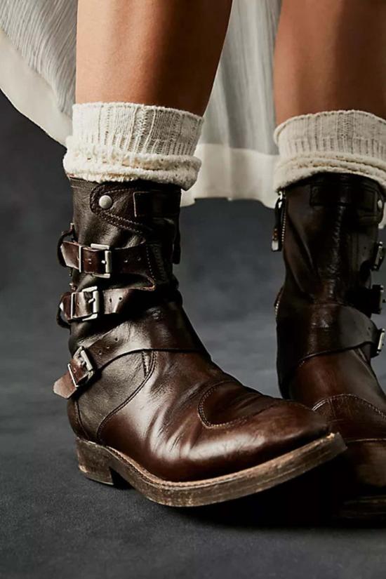 프리피플 부츠 Free People Wtf Dusty Buckle  브라운 - FREE PEOPLE