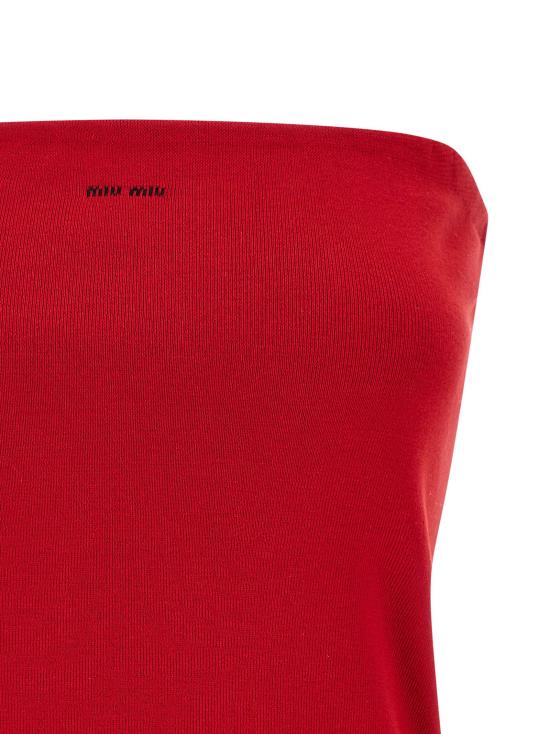 25FW 미우미우 민소매 티셔츠 MMV311SOOO18HYF0011 Red - MIU MIU