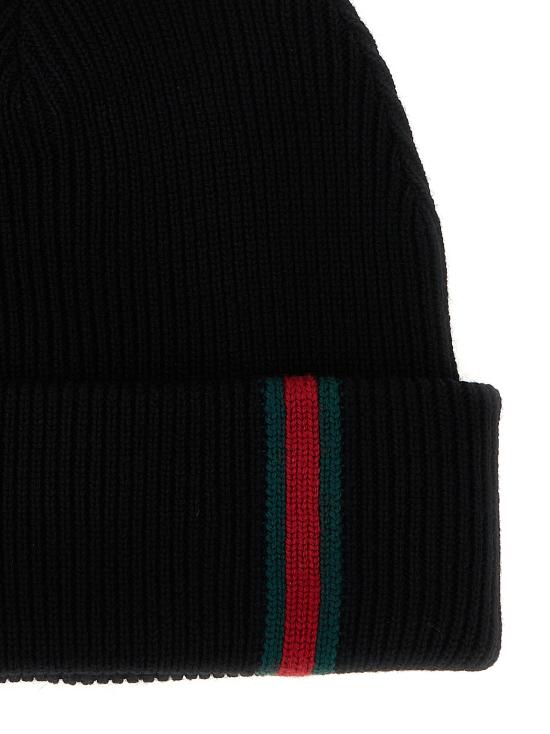 26FW 구찌 웹 디테일 울 비니 8341924G2001000 Black - GUCCI