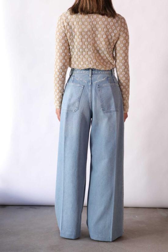  타나카 데님 팬츠 하카마 진 팬츠 아이스 블루 - TANAKA