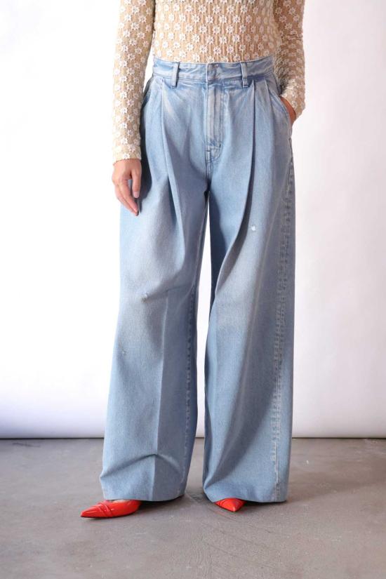  타나카 데님 팬츠 하카마 진 팬츠 아이스 블루 - TANAKA