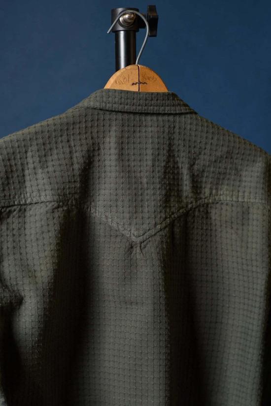  RICHTER GOODS 긴팔 셔츠 리히터 굿즈 비숍 오픈 칼라  헌터 그린 도비 - OTHER BRANDS