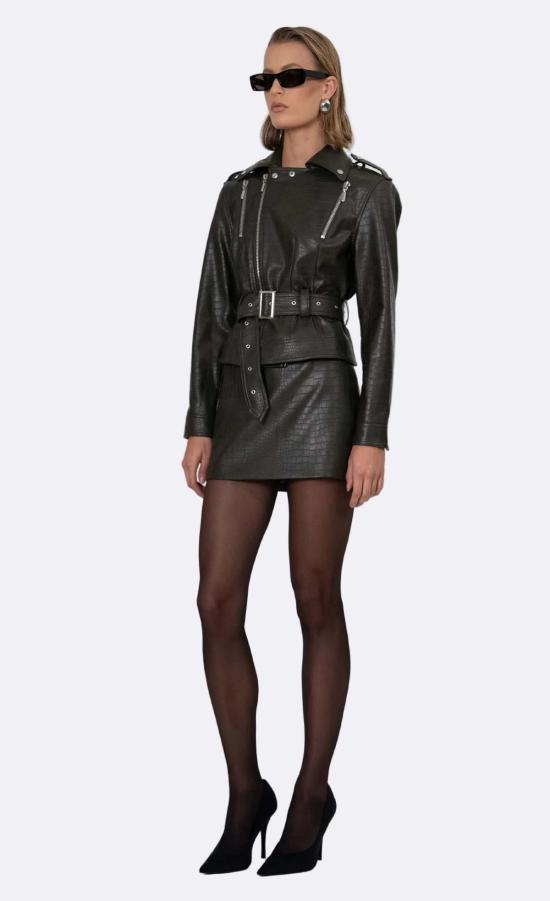  논살란트 레이블 가죽 자켓 논차런트 라벨 리드 재킷 아미 그린 - NONCHALANT LABEL