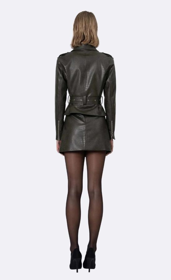  논살란트 레이블 가죽 자켓 논차런트 라벨 리드 재킷 아미 그린 - NONCHALANT LABEL