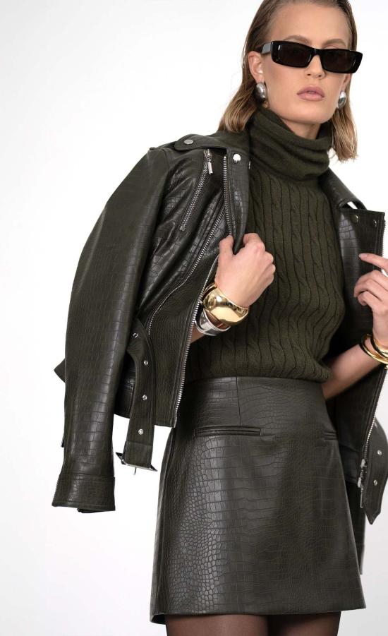  논살란트 레이블 가죽 자켓 논차런트 라벨 리드 재킷 아미 그린 - NONCHALANT LABEL