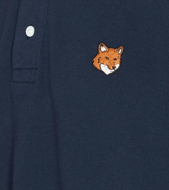 25FW 메종키츠네 폭스 헤드 레귤러 폴로 티셔츠 PM00209KP0002 0413 Blue - MAISON KITSUNE