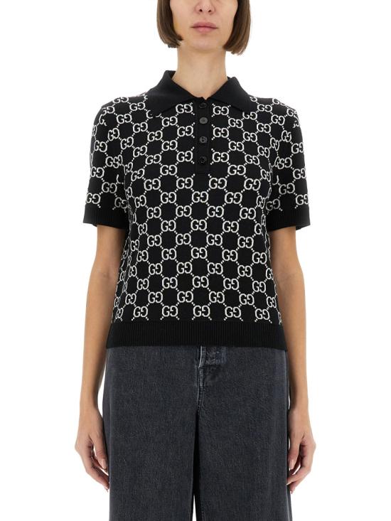 26FW 구찌 GG 리버시블 울 자카드 폴로 티셔츠 814273 XKEJP1070 BLACK