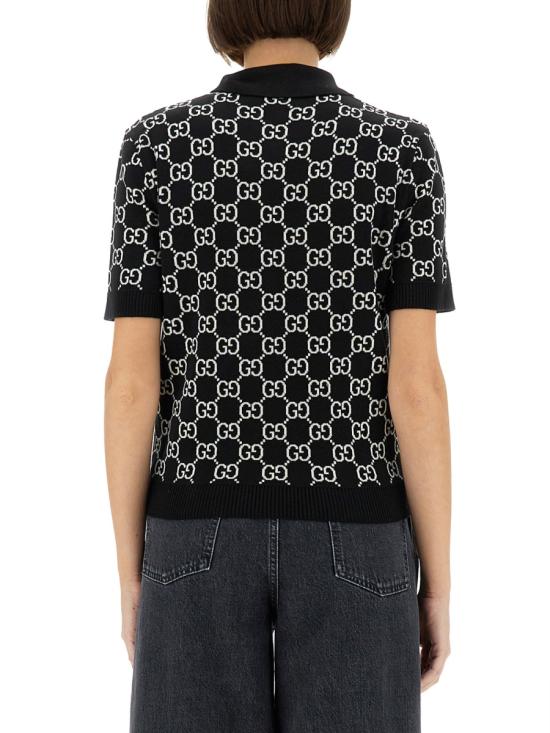 26FW 구찌 GG 리버시블 울 자카드 폴로 티셔츠 814273 XKEJP1070 BLACK - GUCCI
