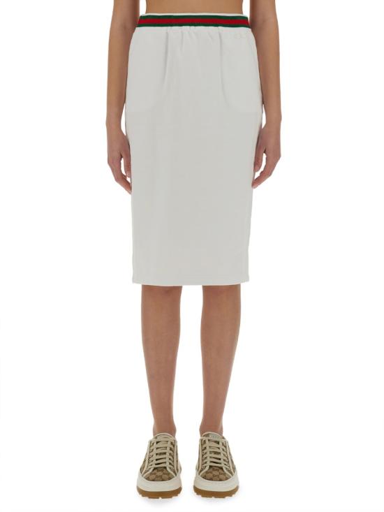 26FW 구찌 웹 코튼 저지 스커트 810391 XJG1A9692 WHITE