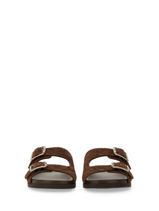26FW 구찌 GG 스웨이드 슬라이드 샌들 816380 AADUO2256 BROWN - GUCCI