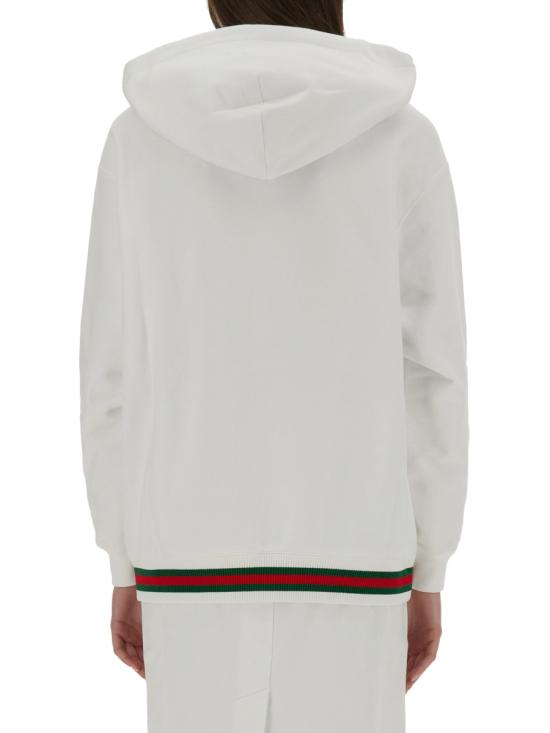 26FW 구찌 웹 코튼 저지 후드 집업 810383 XJG079692 WHITE - GUCCI