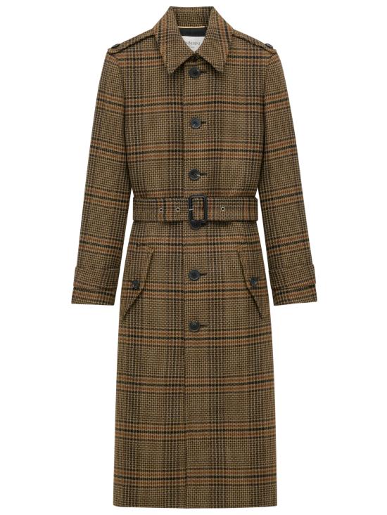 25FW 생로랑 프린스 오브 웨일즈 체크 벨트 코트 830690Y9I70 2849 Beige