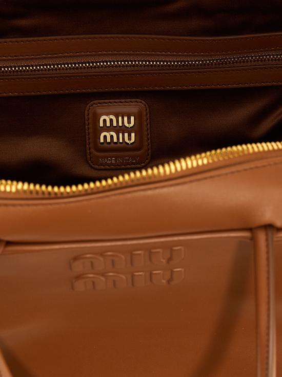 26FW 미우미우 가죽 탑 핸들백 5BB117VMON2CRWF0046 Brown - MIU MIU
