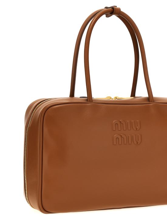26FW 미우미우 가죽 탑 핸들백 5BB117VMON2CRWF0046 Brown - MIU MIU