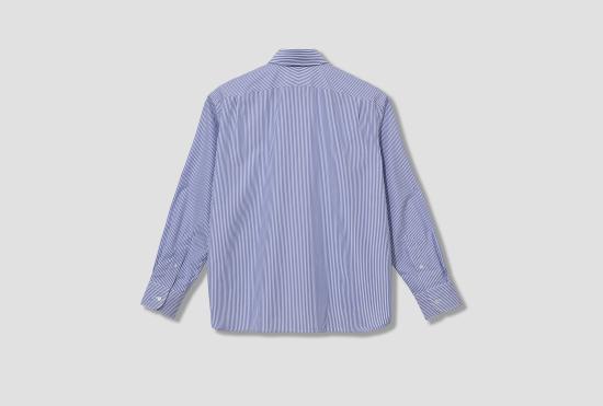 25FW SALON C. LUNDMAN 셔츠 더블 칼라  - 코튼 벵갈 스트라이프 CL504 블루 - OTHER BRANDS
