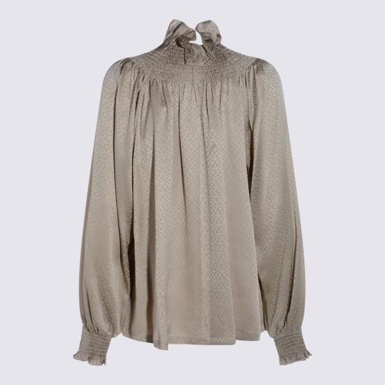 25FW 버버리 지오메트릭 실크 블라우스 8117061C3825 TAUPE BEIGE IP PATT - BURBERRY