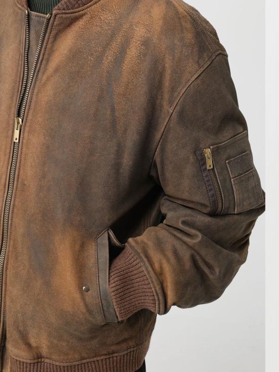 25FW 골든구스 리브드인 이펙트 레더 바이커 봄버 자켓 GUP02489P00216855260 Brown - GOLDEN GOOSE