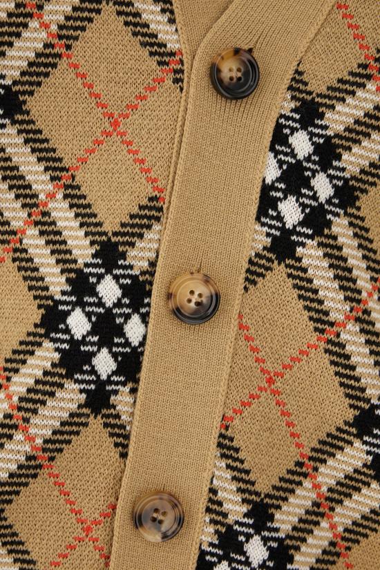 26SS 버버리 울 브이넥 체크 가디건 8110629 B9368 SAND SAND IP CHECK - BURBERRY